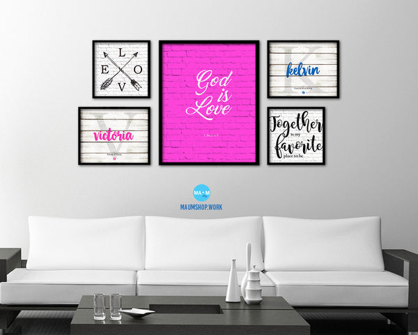 God is love, 1 John 4:8 Quote Framed Print Home Decor Wall Art Gifts