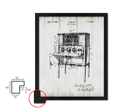 Apparatus Radio Vintage Patent Artwork Black Frame Print Wall Art Decor Gifts