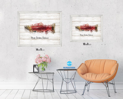 Hony Sockey Salmon Fish Framed Prints Modern Restaurant Sushi Bar Watercolor Wall Art Decor