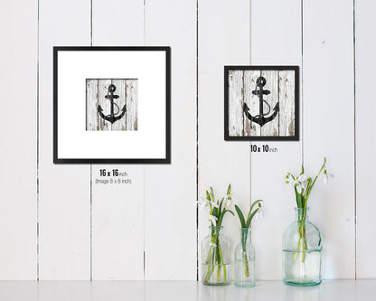 Anchor Nautical Wood Framed Gifts Ocean Beach Fishing Home Decor Wall Art Prints