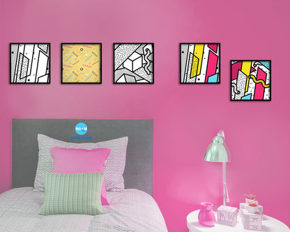 Abstract Yellow Artwork Wood Frame Gifts Modern Wall Decor Art Prints