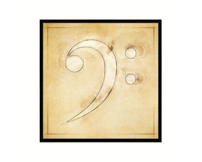 Bass Clef Vintage Musical Symbol Framed Print Orchestra Teacher Gifts Home Wall Decor