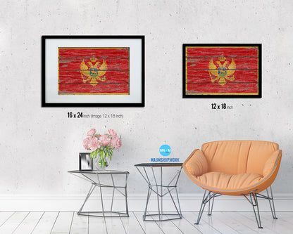 Montenegro Country Wood Rustic National Flag Wood Framed Print Wall Art Decor Gifts