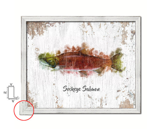 Sockeye Salmon Fish Framed Prints Modern Restaurant Sushi Bar Watercolor Wall Art Decor