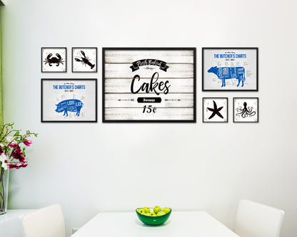 Fresh Baked Cakes Vintage Sign Fine Art Paper Prints Wood Frame Wall Art Decor Gifts
