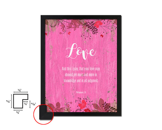 Love and this I pray that your love may abound Quote Saying Framed Print Wall Decor Art Gifts