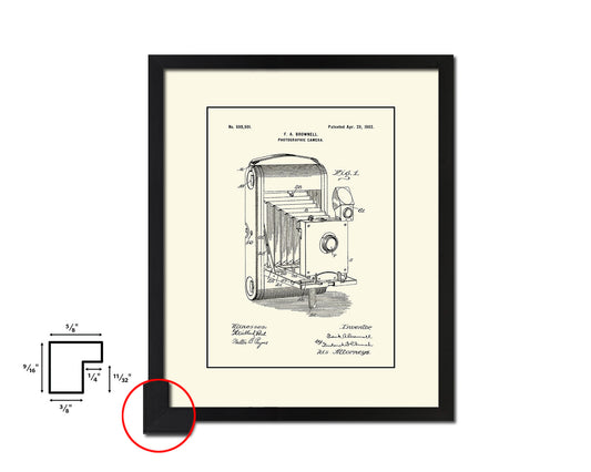 Brownell Photographic Camera Vintage Patent Artwork Black Frame Print Wall Art Decor Gifts