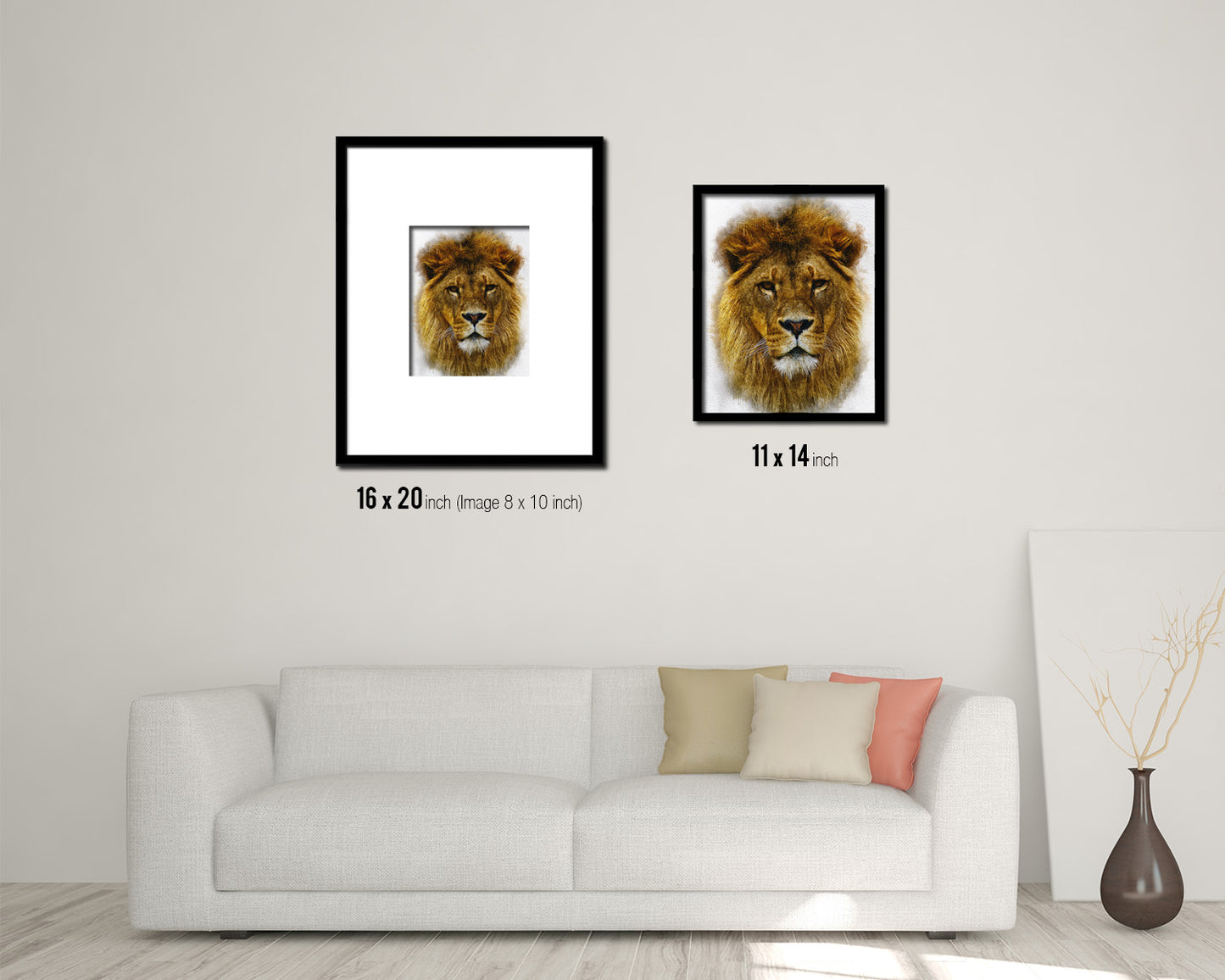 Lion Animal Painting Print Framed Art Home Wall Decor Gifts