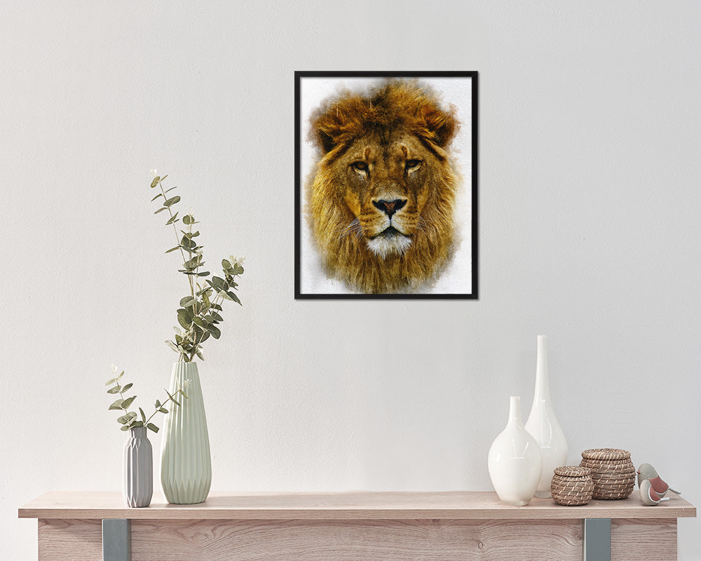Lion Animal Painting Print Framed Art Home Wall Decor Gifts