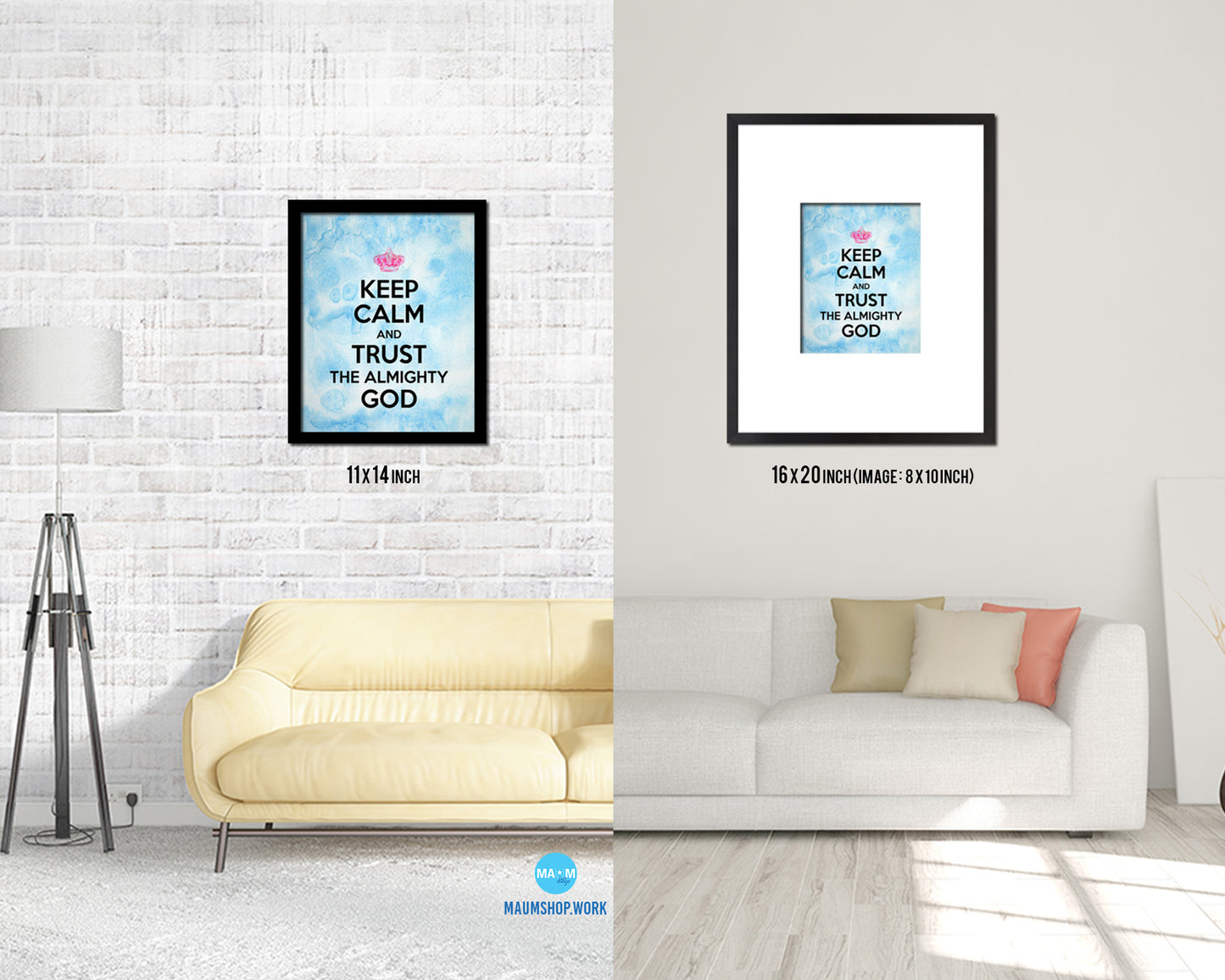 Keep calm and trust the almighty god Quote Framed Print Wall Decor Art Gifts
