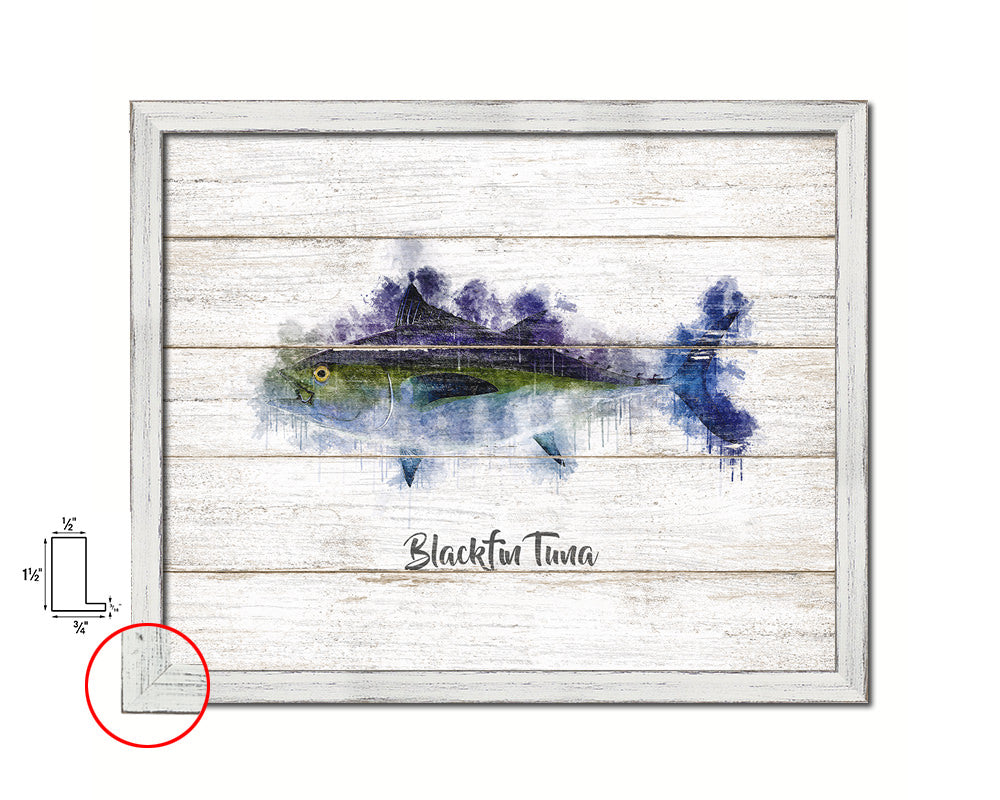 Blackfin Tuna Fish Framed Prints Modern Restaurant Sushi Bar Watercolor Wall Art Decor
