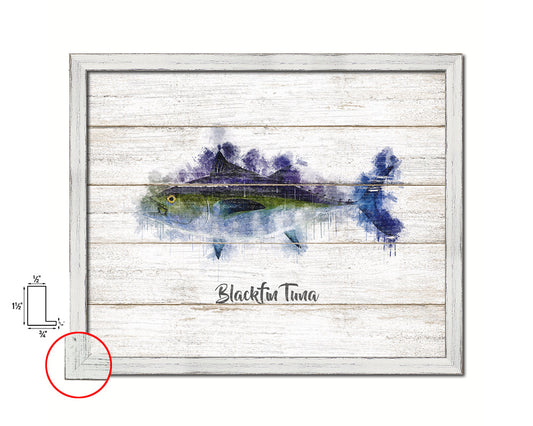 Blackfin Tuna Fish Framed Prints Modern Restaurant Sushi Bar Watercolor Wall Art Decor