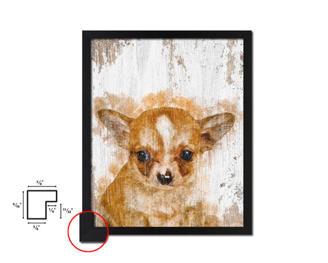 Chihuahua 3 months Dog Puppy Portrait Framed Print Pet Watercolor Wall Decor Art Gifts