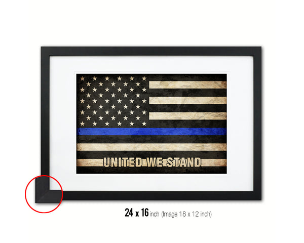Thin Blue Line Honoring Law Enforcement American, United we stand Vintage Military Flag Art