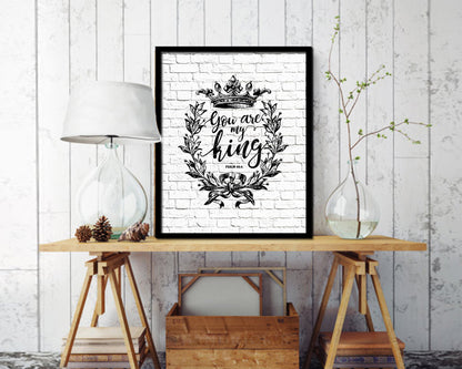 You are my king, Psalm 44:4 Quote Framed Print Home Decor Wall Art Gifts
