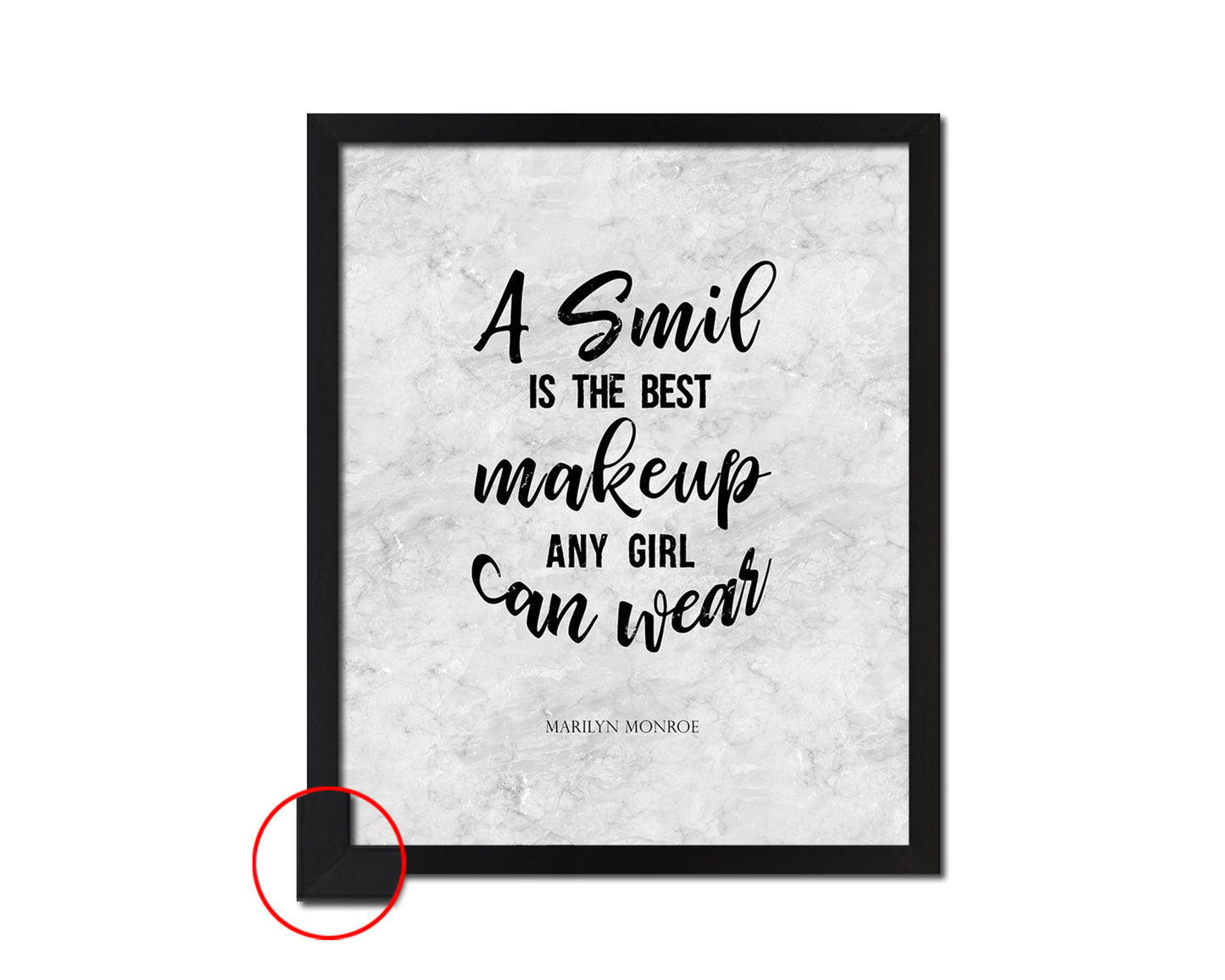 A smile is the best makeup any girl can wear, Marilyn Monroe Quote Framed Print Wall Art Decor Gifts