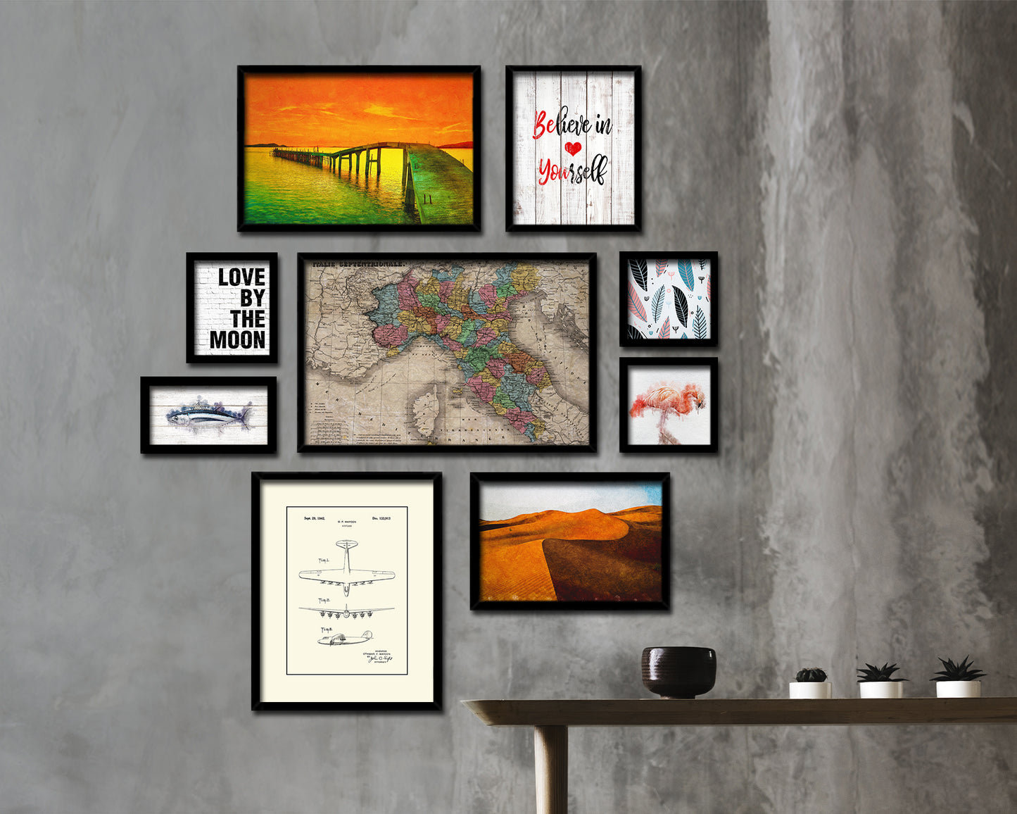 North Iitaly Historical Map Framed Print Art Wall Decor Gifts