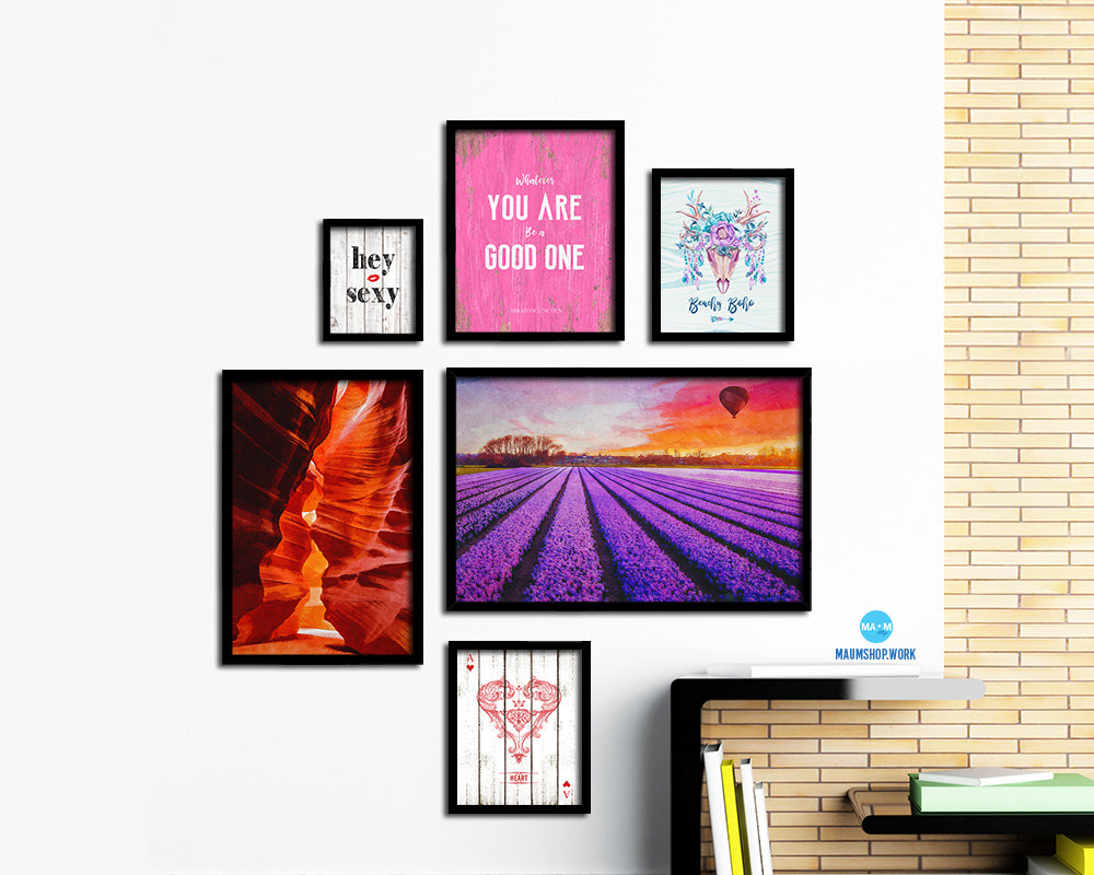 Tulip field of blooming Purple Landscape Painting Print Art Frame Home Wall Decor Gifts