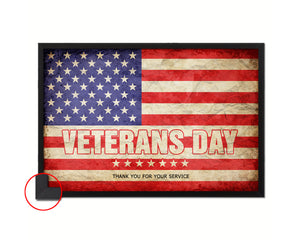Veterans Day Thank you for your service Vintage Military Flag Framed Print Sign Decor Wall Art Gifts