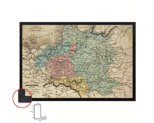 Poland Prussia Germany Historical Map Framed Print Art Wall Decor Gifts