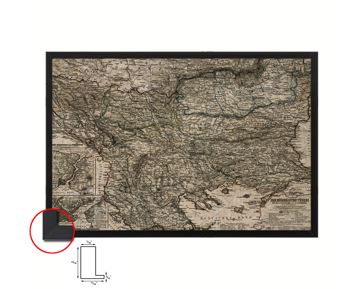 Balkans Hungary Romania Europe's Third World Historical Map Framed Print Art Wall Decor Gifts