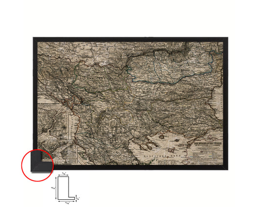 Balkans Hungary Romania Europe's Third World Historical Map Framed Print Art Wall Decor Gifts