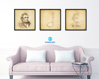 Crotchet Vintage Musical Symbol Framed Print Orchestra Teacher Gifts Home Wall Decor