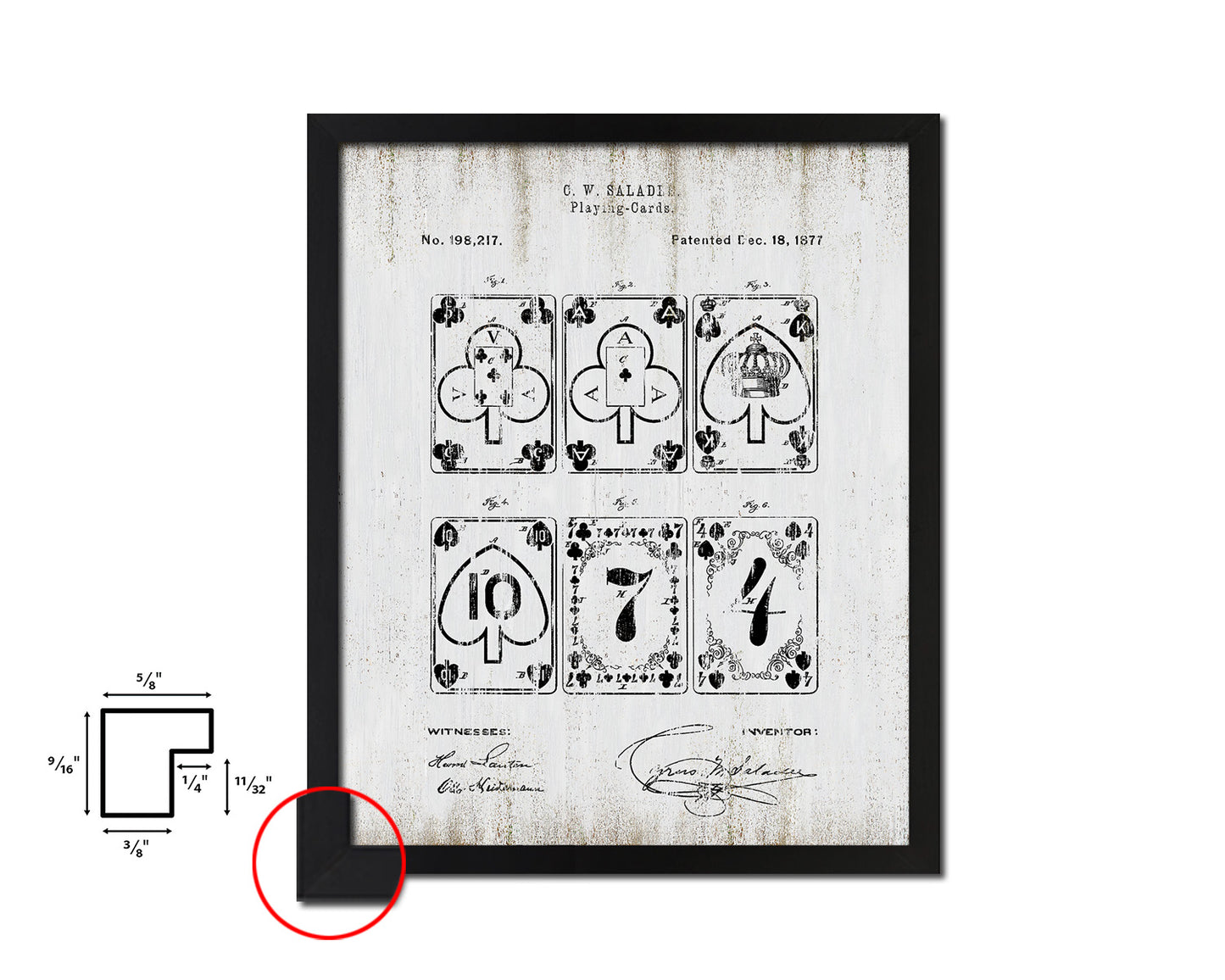 Poker Game Playing Card Vintage Patent Artwork Black Frame Print Gifts