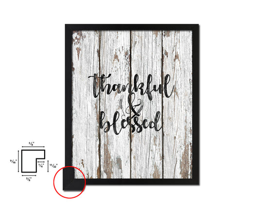 Thankful & Blessed Quote Framed Print Home Decor Wall Art Gifts