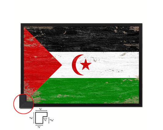 Sahrawi Arab Democratic Republic Shabby Chic Country Flag Wood Framed Print Wall Art Decor Gifts