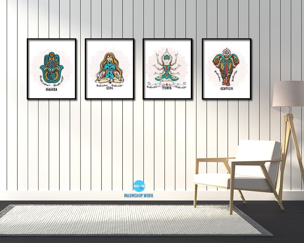 Warrior II Virabhadrasana II Yoga Wood Framed Print Wall Decor Art Gifts