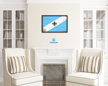 Madison City Wisconsin State Shabby Chic Flag Framed Prints Decor Wall Art Gifts