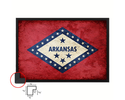 Arkansas State Vintage Flag Wood Framed Paper Print Wall Art Decor Gifts