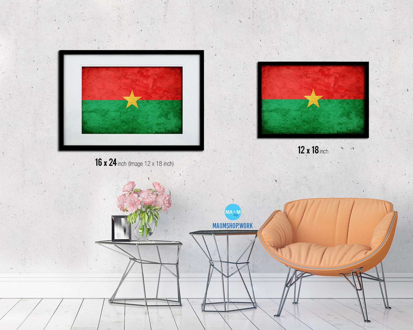 Burkina Faso Country Vintage Flag Wood Framed Print Wall Art Decor Gifts