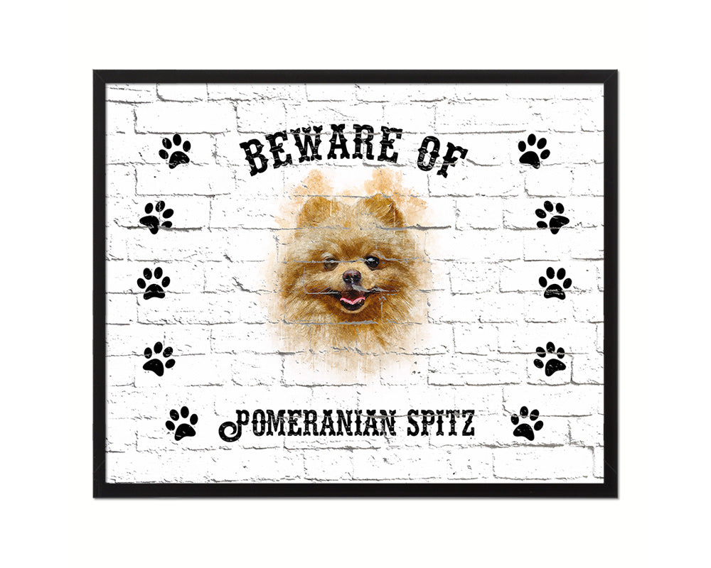 Beware of Pekingese Sign Wood Framed Print Wall Art Decor Gifts