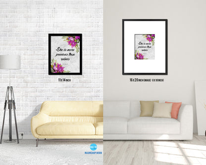 She is more precious than rubies, Proverbs 3:5 Bible Scripture Verse Framed Print Wall Art Decor Gifts