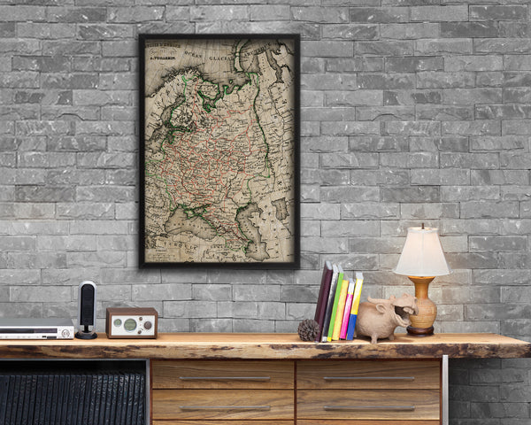 Russia Historical Map Wood Framed Print Art Wall Decor Gifts