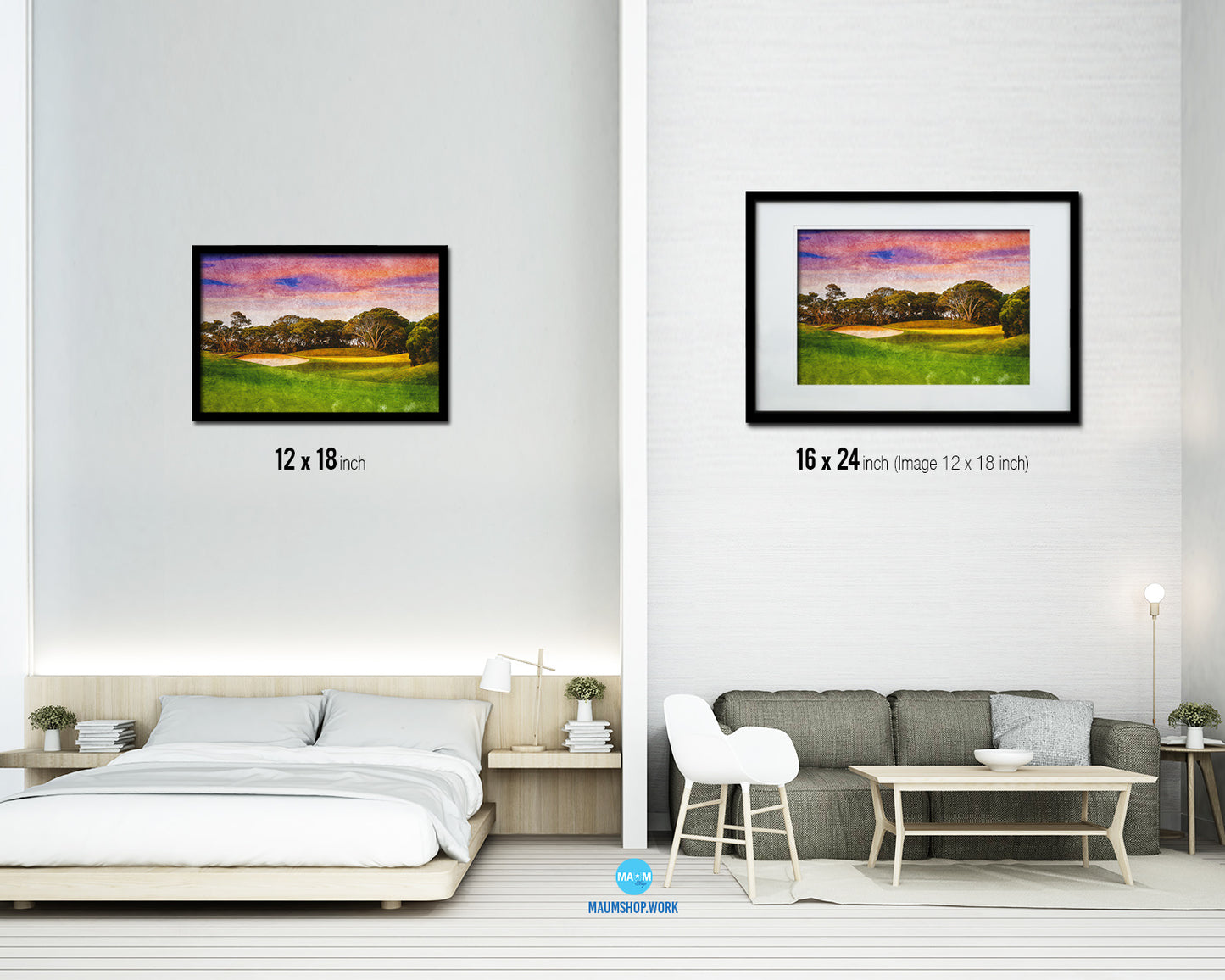 Sunset Golf Course, Middletown, PA Art Painting Print Art Wood Framed Wall Decor Gifts