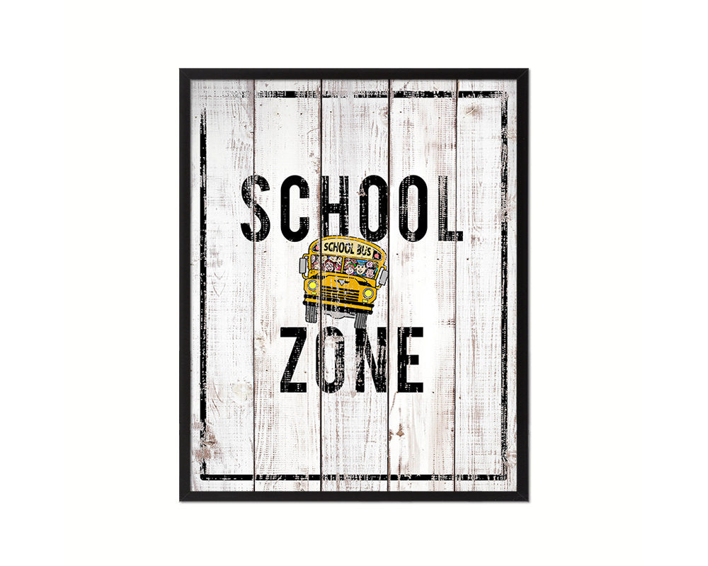School Zone Notice Danger Sign Framed Print Home Decor Wall Art Gifts