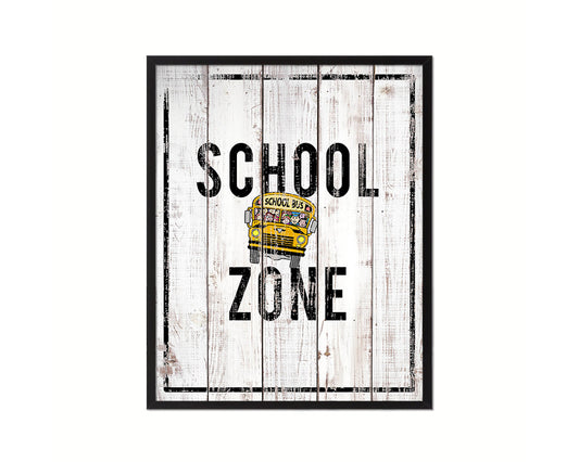 School Zone Notice Danger Sign Framed Print Home Decor Wall Art Gifts