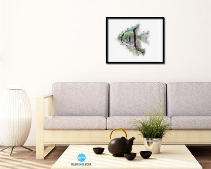 Silver Angelfish Framed Print Modern Restaurant Sushi Bar Modern Watercolor Wall Art Decor