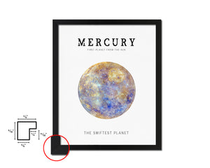 Mercury Planet Prints Watercolor Solar System Wood Framed Paper Print Wall Art Decor Gifts