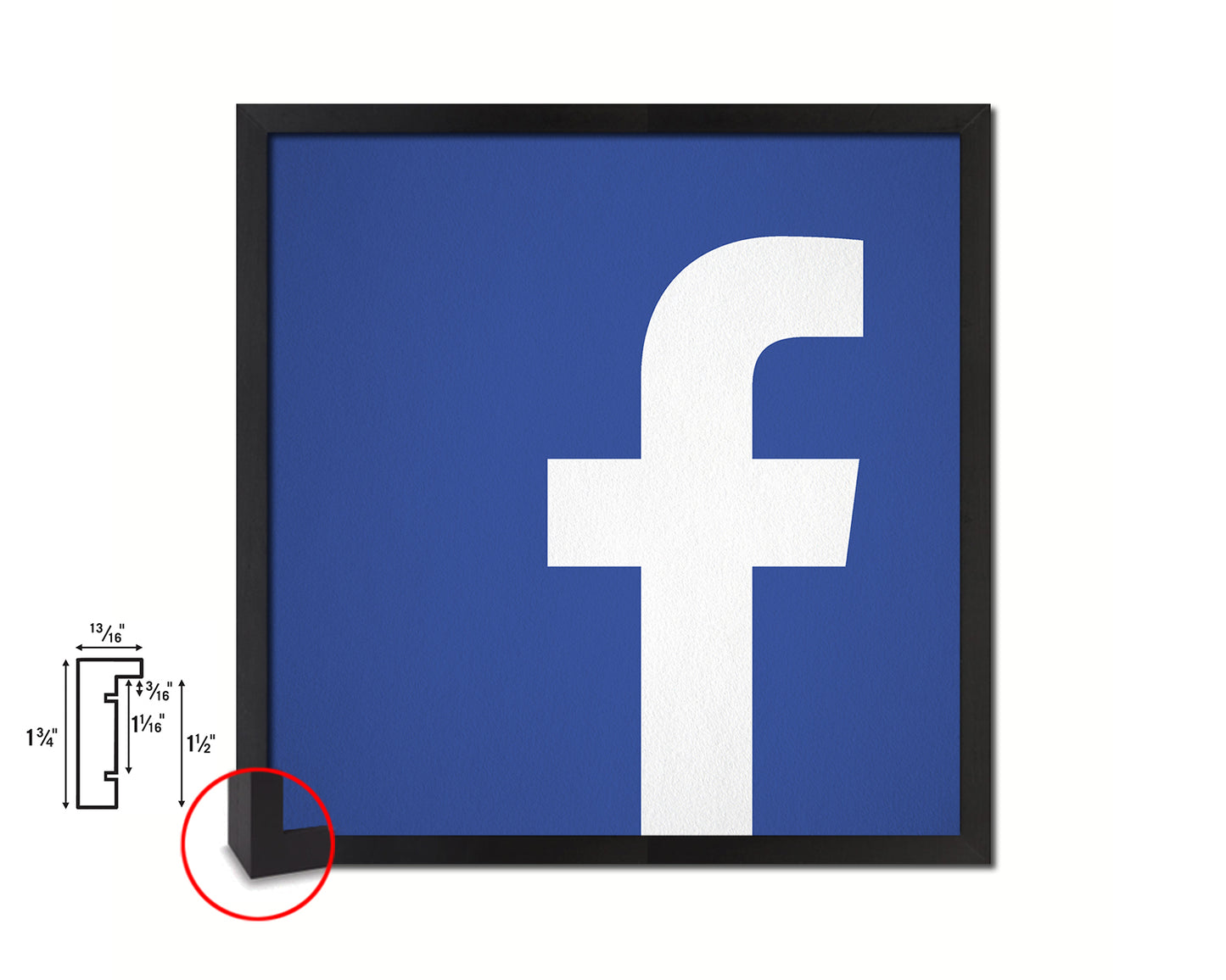 Facebook Social Media Symbol Icons logo Wood Framed Print Home Decor Wall Art Gifts