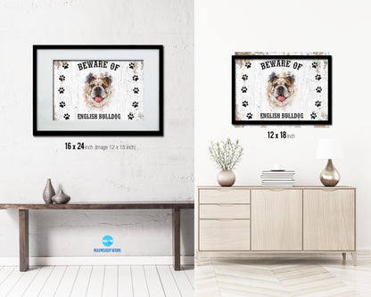Beware of Dalmatian Sign Wood Framed Print Wall Art Decor Gifts