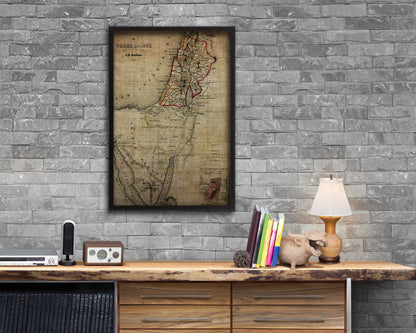 Holy Land Palestine Israel Historical Map Wood Framed Print Art Wall Decor Gifts