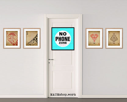 No Phone Zone Shabby Chic Sign Wood Framed Art Paper Print Wall Decor Gifts