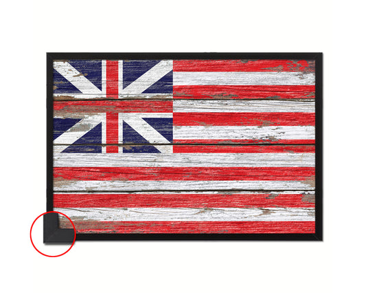 Grand Union Wood Rustic Flag Wood Framed Print Wall Art Decor Gifts