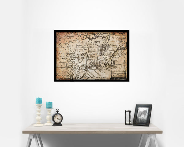 New England United States John Speed 1675 Antique Map Framed Print Art Wall Decor Gifts