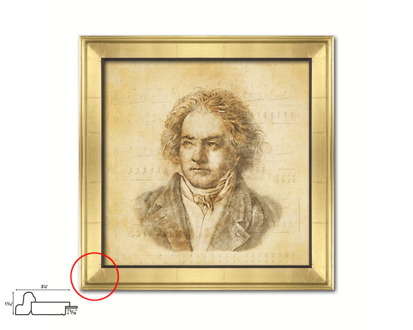 Ludivig van Beethoven Ancient Classical Musician Gold Framed Print Wall Decor Art Gifts