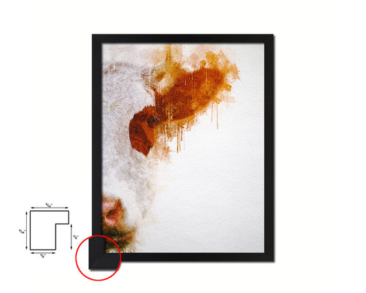 Cow Animal Painting Print Framed Art Home Wall Decor Gifts
